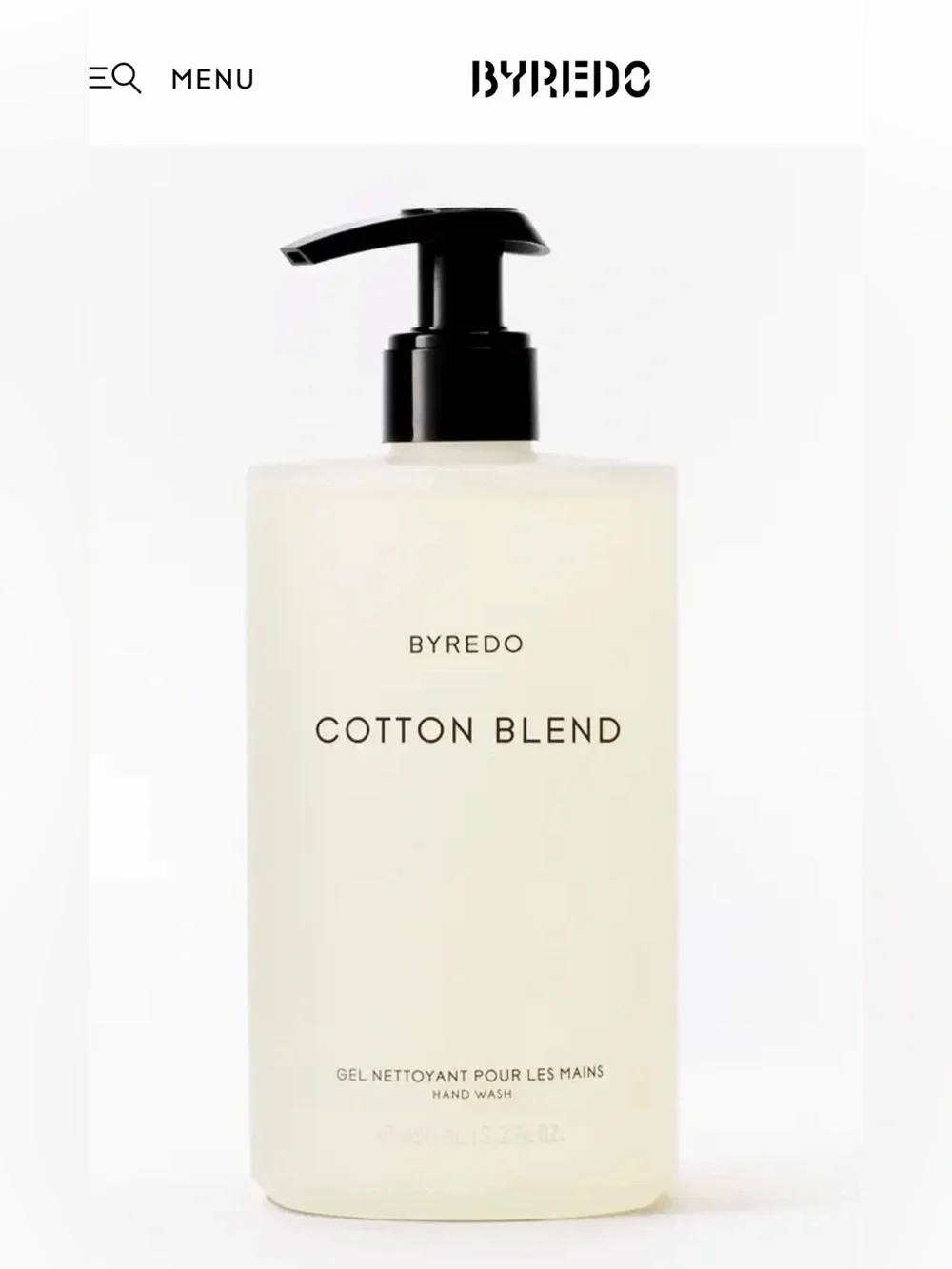 Byredo Cotton Blend Hand Wash — Cream & Black Pump